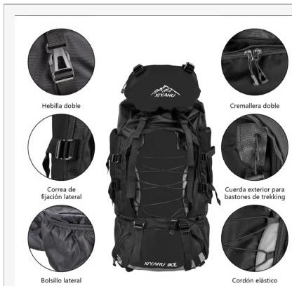 Mochila senderismo 90 litros impermeable
