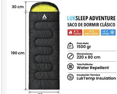 Saco de dormir clásico LukSleep Adventure